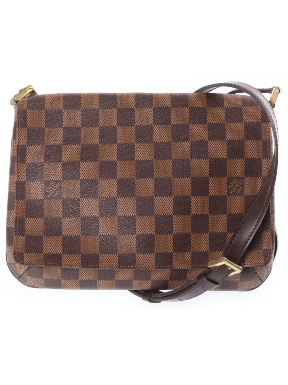 Louis Vuitton Damier Musette Tango Leather Shoulder Bag Brown